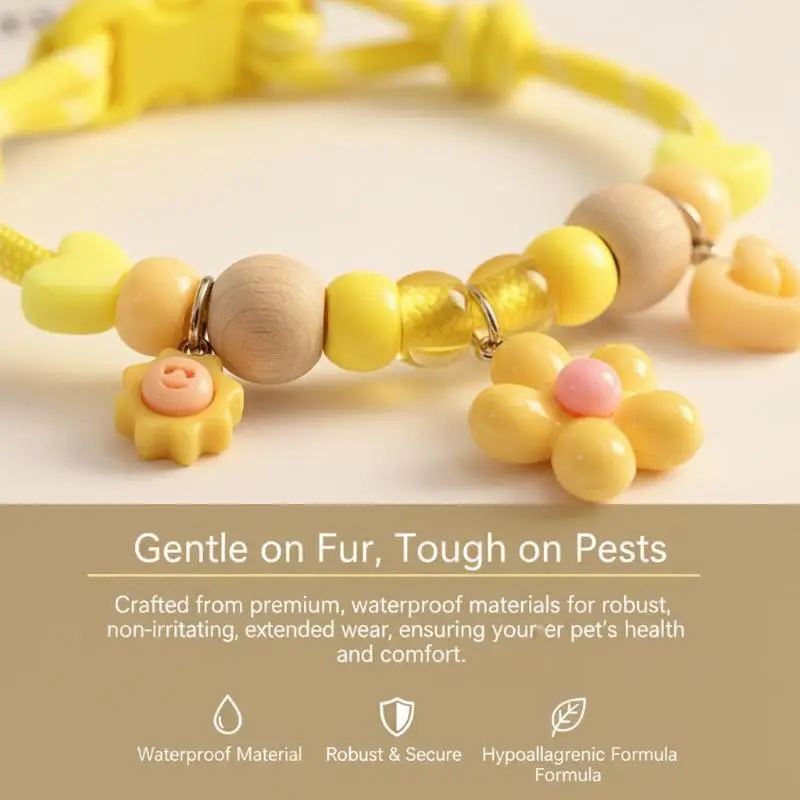 Natural Camphor Wood Pet Anti-Parasite Collar, Adjustable, Cute Macaron Colors, Suitable for Kittens & Puppies