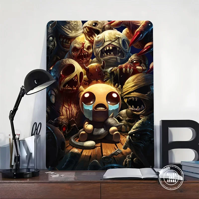 The Binding of Isaac Surrounded By Monsters Personalized 3D Textured Metal Poster Wall Art Vintage Tin Signs for Bathroom Decor