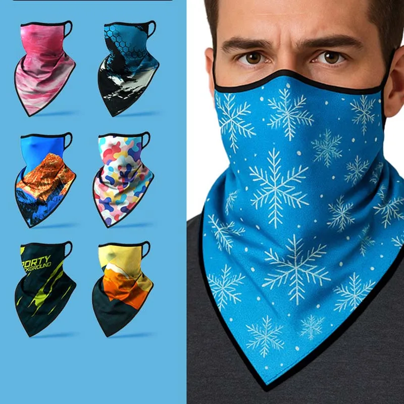 

Outdoor Sports Motorcycle Riding Scarf Sunscreen Mask Neck Protection Integrated Printing Climbing Hiking Ice Silk Ear Triangle