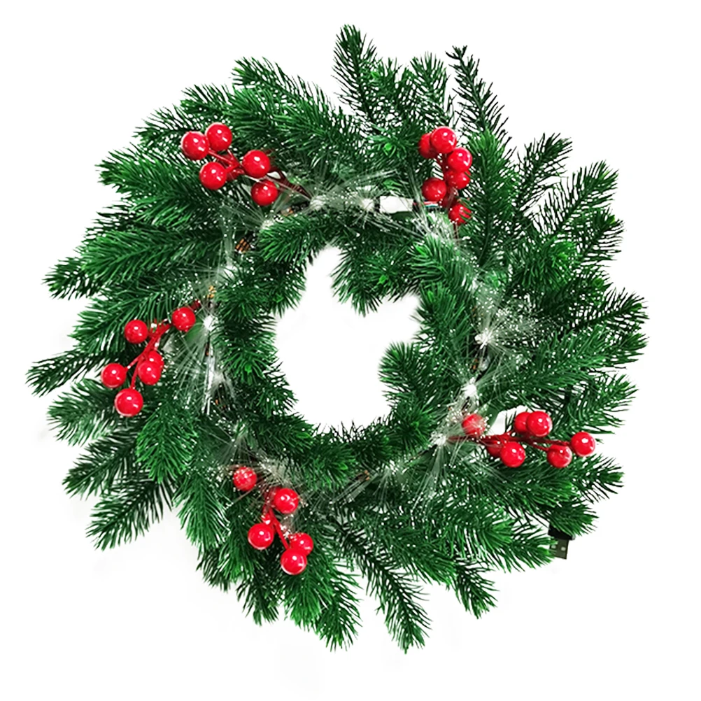 

1Pcs Decorative Christmas Wreath with LED Lights Hanging Garland for Home Holiday Decor Xmas Door Wall Window Festive Adornment