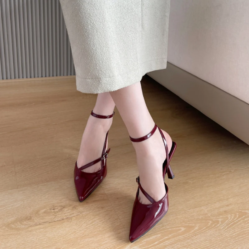 

New Summer High Heels Women Sandals Fashion Pointed Toe Buckle Strap Elegant Party Banquet Dress Shoes