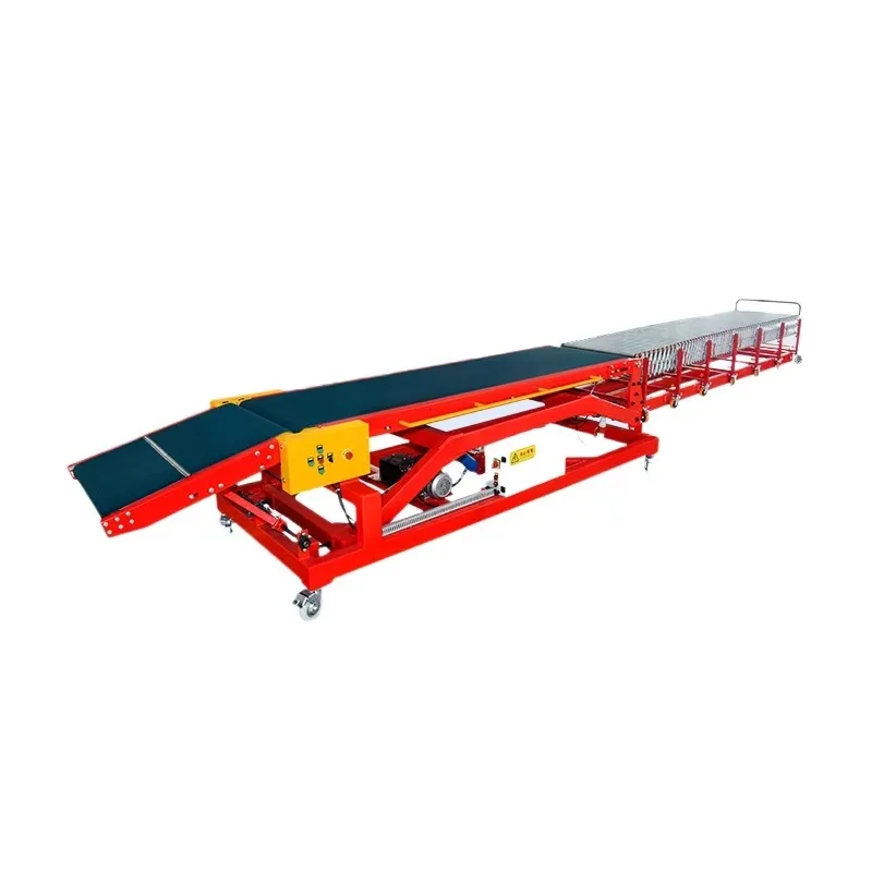 ناقل الحزام المائل للرفع الهيدروليكي الأوتوماتيكي مع أسطوانة مرنة لتحميل وتفريغ الشاحنة