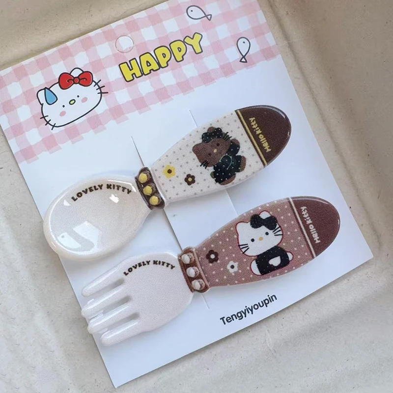 Kawaii Sanrios Hellokittys Retro Cat Hair Clips for Women Cute Children's Side Bangs Claw Clip Hair Accessories Fashion Gifts