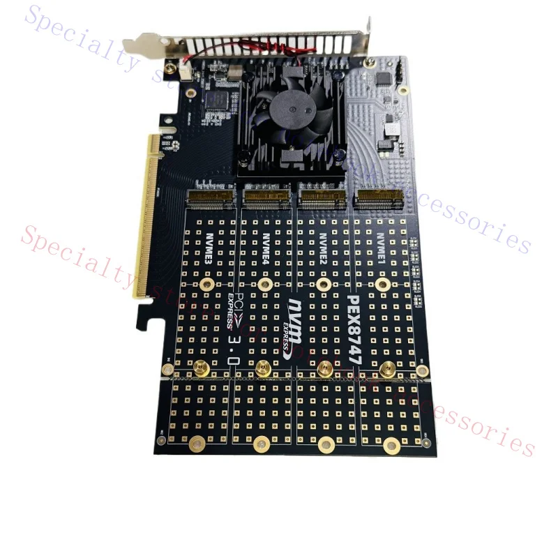 A+ FOR 4 Port M.2 NVMe SSD PCIe x16 Adapter With PLX PEX8747 PCI E 3.0 x16 Switch to 4
