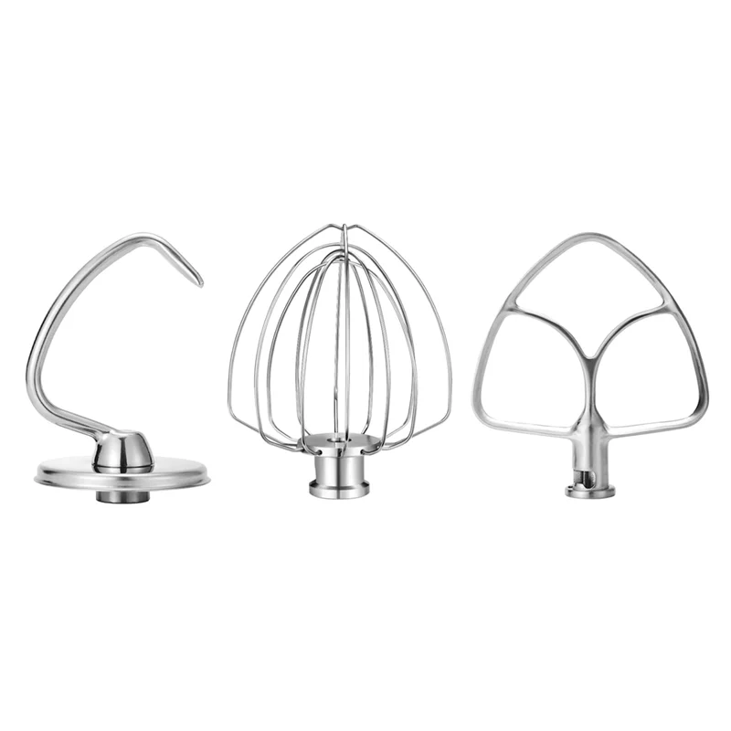 ABRW-Stainless Steel Accessories For Kitchenaid 4.5-5 Qt Tilt Head Stand Mixer, Includes 6 Wire Whisk, Flat Beater,Dough Hook