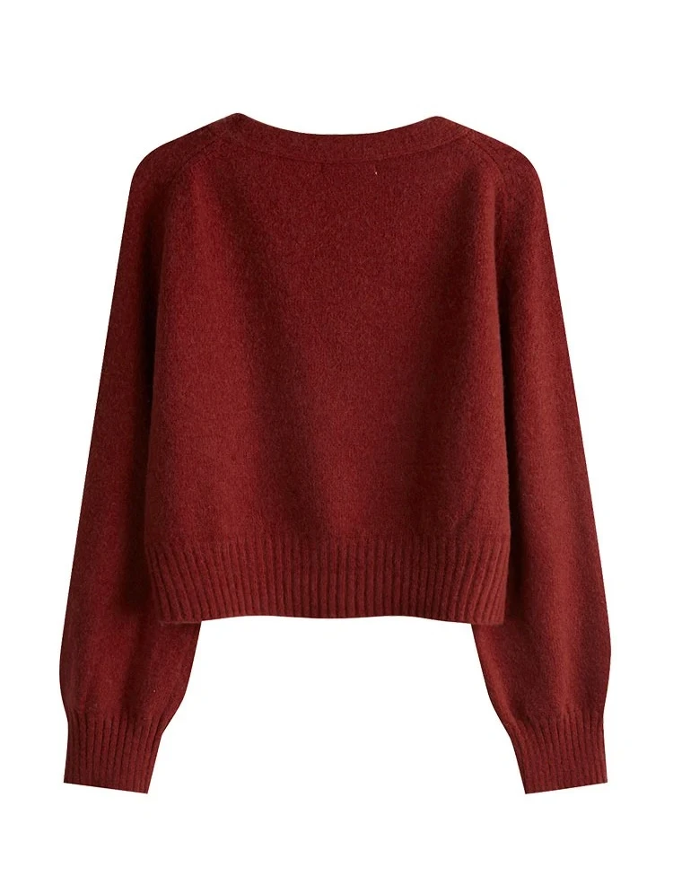Autumn Winter Skew Button Cardigan V-neck Sweater Women Knitted Long Sleeve Tops Korean Loose Solid Cashmere Woman Sweater