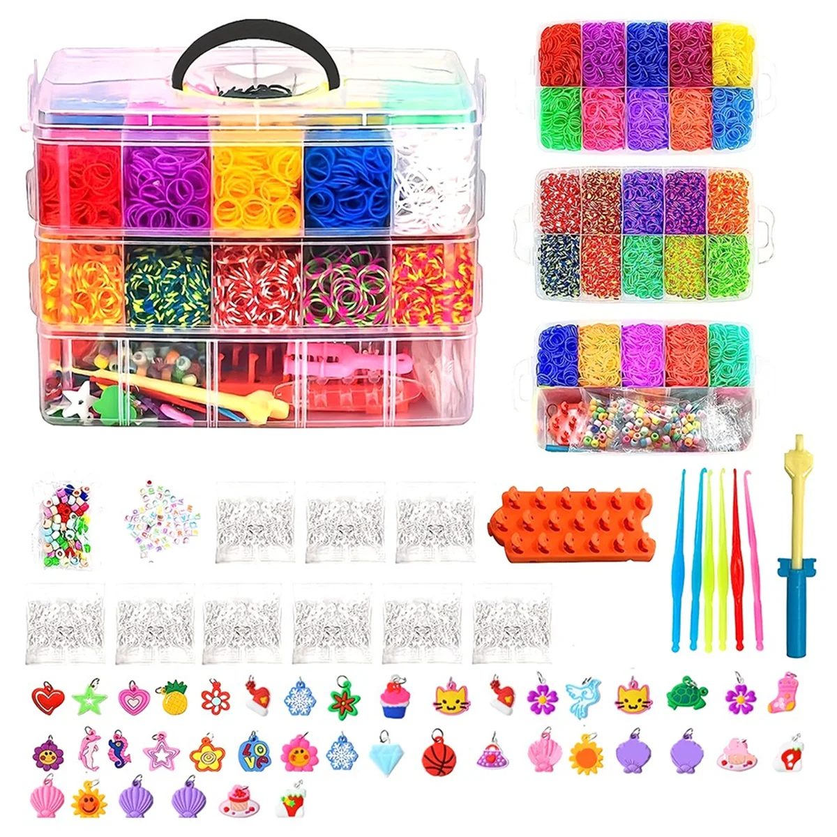 DIY Handmade Rubber Bands Weaving Tool Box Bracelet Kit Toys for Knitting Elastic Art Crafts Beaded Toys