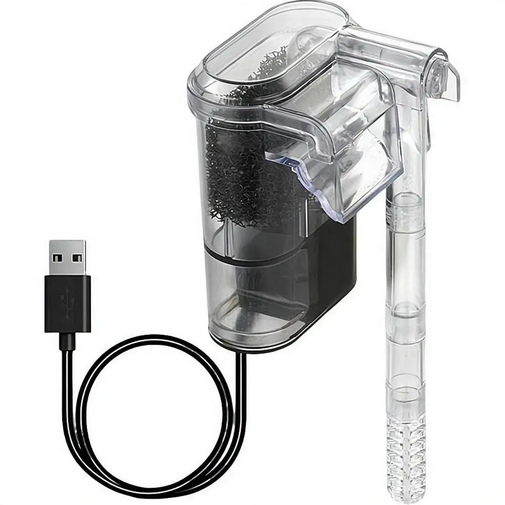New Wall-hanging Filter For Fish Tanks USB plug Mini Aquarium Filter Pump 250H/L Suitable For Fish Tanks Below 30cm,2.5W DC 5V