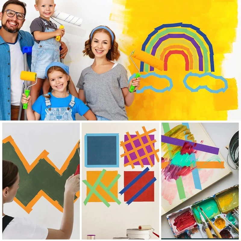 Gekleurde Plakband, Gekleurde Schilders Tape Voor Kunst En Kunstnijverheid, Tekenband, Knutselband Papier Tapecorful Tape