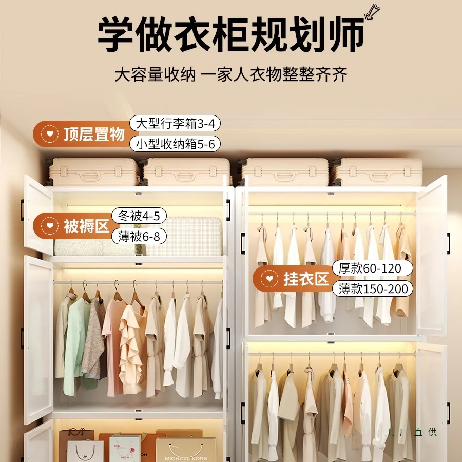 فولاذ، خزانة ملابس، غرفة نوم، منزلية، سميكة، حديد مطاوع، بسيطة، تخزين #2