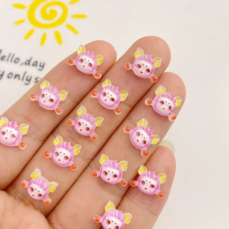 50Pcs New Cute 10 * 12mm Mini Resin Girl Flat Back Ornament Biżuteria do manicure Akcesoria do włosów