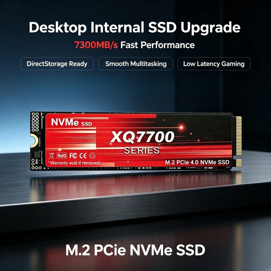 XQ7700 2TB 4TB M.2 NVMe Internal SSD PCIe 4.0 7300MB/s High‑Speed Gaming Solid State Drive for Laptop Desktop Computer
