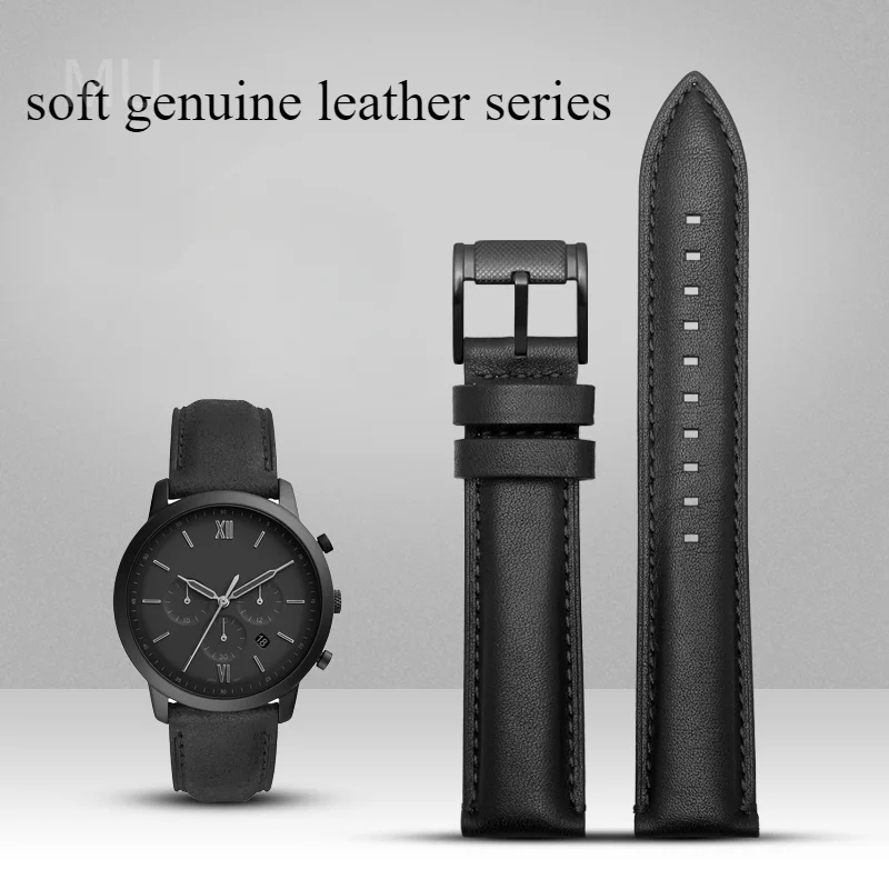 Genuine Cowhide Leather Watchbands for Fossil Fs4735 Fs5436 Me3104 Fs5503 Soft Comfortable Waterproof Strap 22 24mm