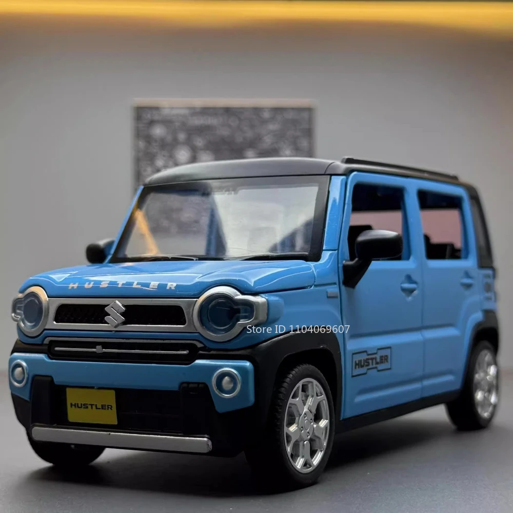 1:22 Suzuki Hustler Toy Car Model Alloy Diecast SUV 6 Doors Opened Sound Light Shock Absorption Pull Back Vehicle Toys for Child