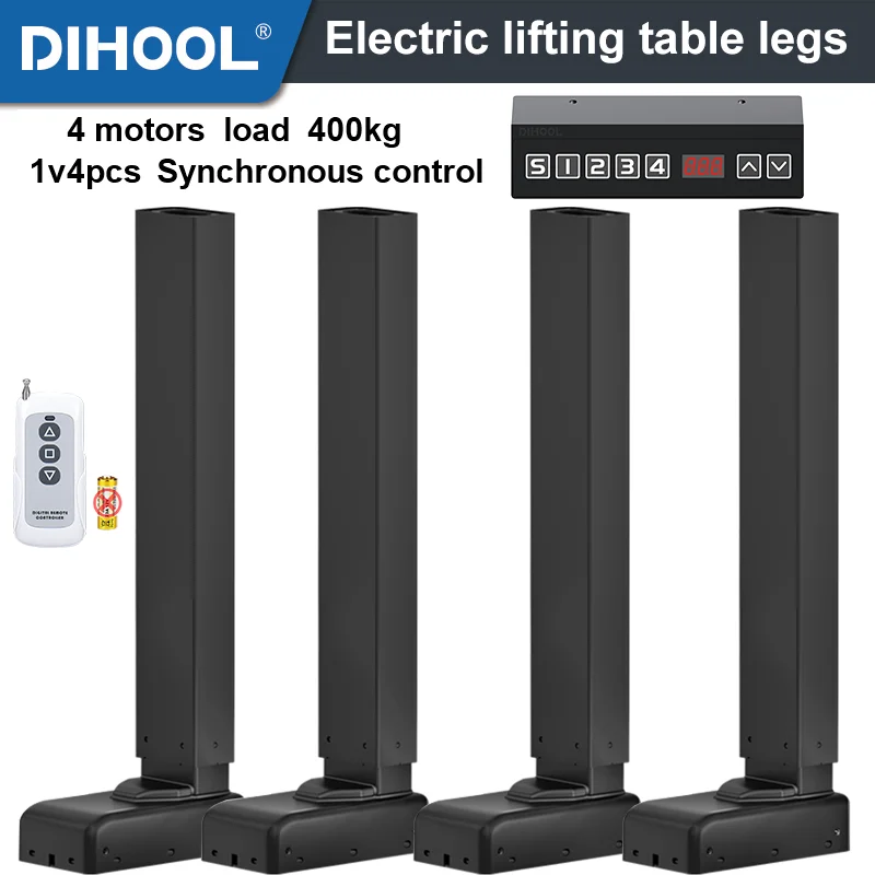 

Lift Column 4PCS Motors Load 350kg Stroke 500MM 900MM 1200MM Electric Table Leg Actuator HALL Controller Height Adjustable