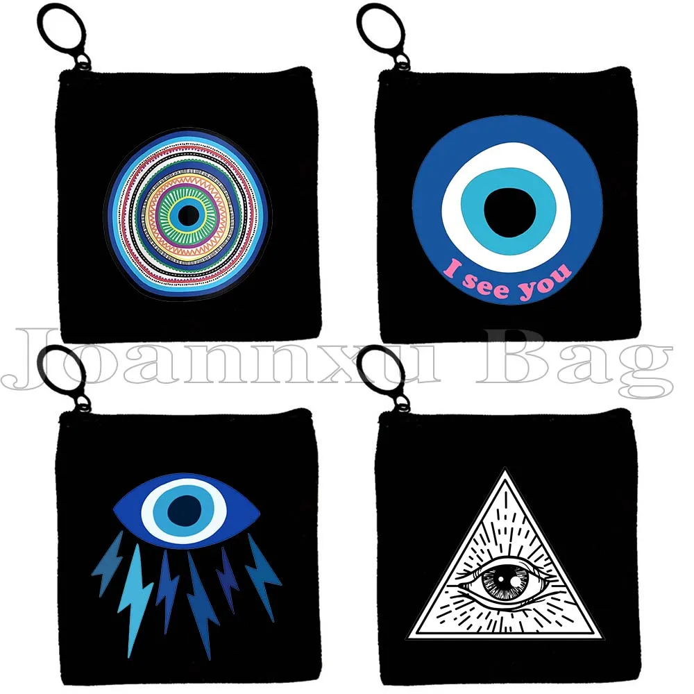 

Greek Mati Blue Evil Eye Amulet Nazar Heart GREECE Красочный Boho Мандала Подарок Холст Портмоне Чехол Для Ключей Маленькая Сумка Кошелек