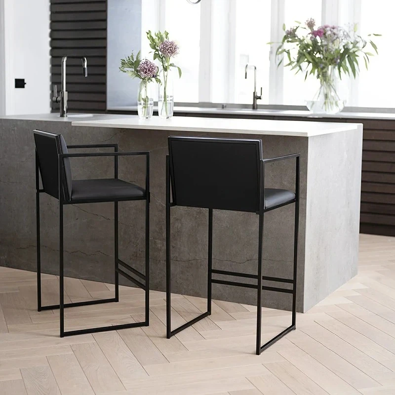 

Nordic Island Bar Chairs Home Coffee Shop Backrest Bar Stools Modern Simple Iron High Stool Counter Special High Bar Chair