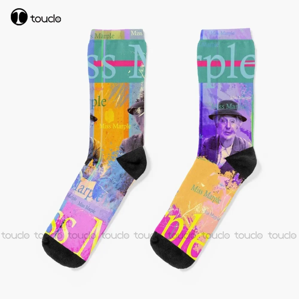 

Miss Marple Portrait Detective From St Mary Mead Socks Navy Baseball Socks Christmas New Year Gift Street Skateboard Socks 1Pair