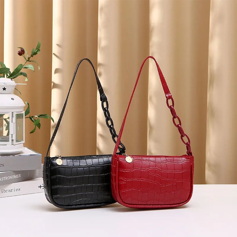 

Fashionable All-Match Crocodile Embossed Mini Gypsy Bag with Chain Ladies Shoulder Handbag Suitable for Every Occasion handbags