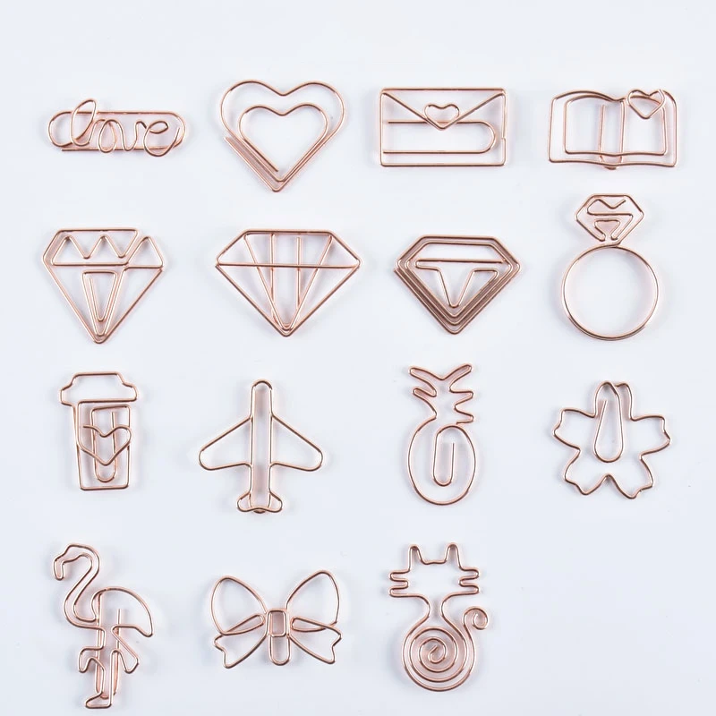 20pcs Cartoon Metal Paper Clip Kawaii Shape Photo Postcard Message Clip School Office Supplies Data File Classification Folder