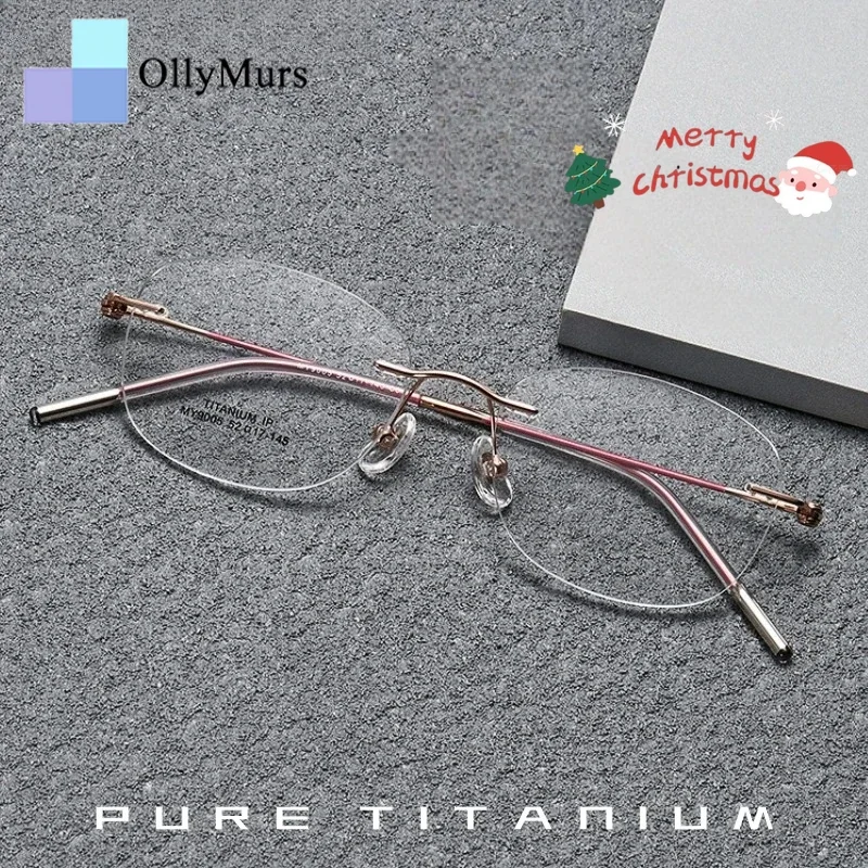 

KIZN из чистого титана, элегантные женские очки без оправы, сверхлегкая гибкая овальная оптическая оправа для очков по рецепту 9005