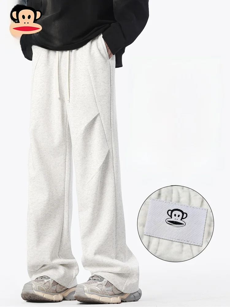 

PaulFrank Heavyweight Folded Design Big Mouth Monkey Men's Loose Spring Autumn New Sle Bend Knife Sports Pants Casual Trousers