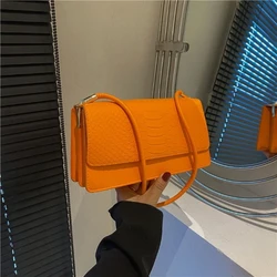 Orange Square NEW Girl Woman Luxurious Shoulder PU PVC Leather Women Lady Bags Handbag Phone Case Purses Square Tote Women's Bag