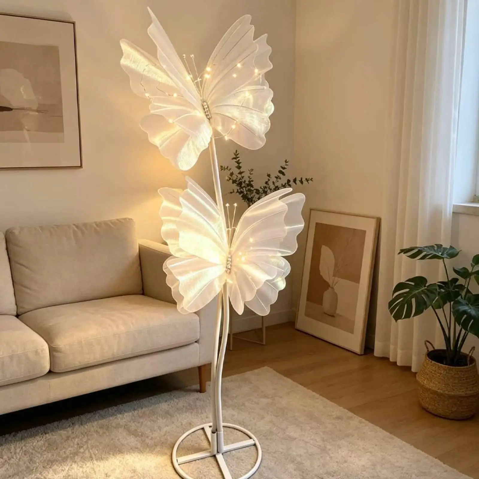 luminaria-decorativa-iluminada-com-borboleta-central-e-contas-luz-quente-para-prateleiras-mesas-e-janelas