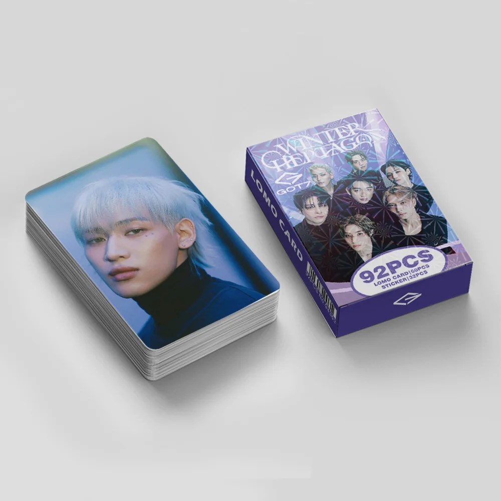92Pcs/Set GOT7 Idol New Album WINTERHEPTAGON Lomo Cards Jackson Jay B JinYoung Mark HD Printd Photocards And Sticker Fans Gift