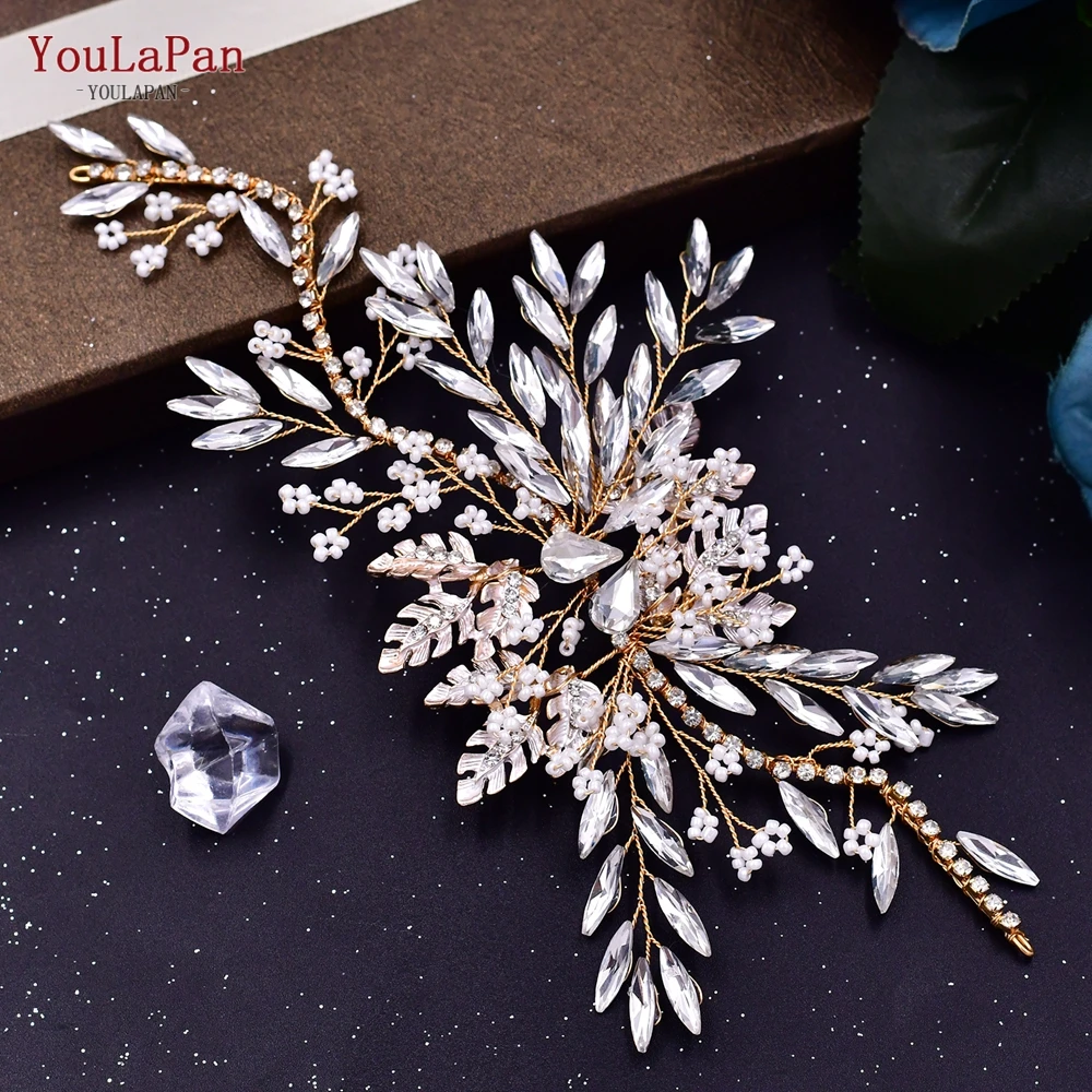 TOPQUEEN Bridal Side Clip Wedding Tiara Bridal Hairpins Handmade