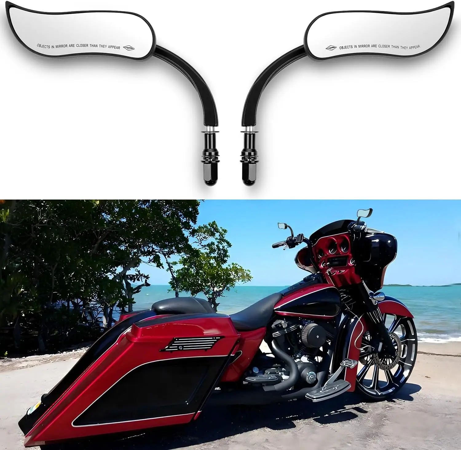 Black Motorcycle Mirror Oval M8 M10 Motorcycle Rear View Mirror For Harley Road King Softail Glide Electra Dyna Chopper Bobber