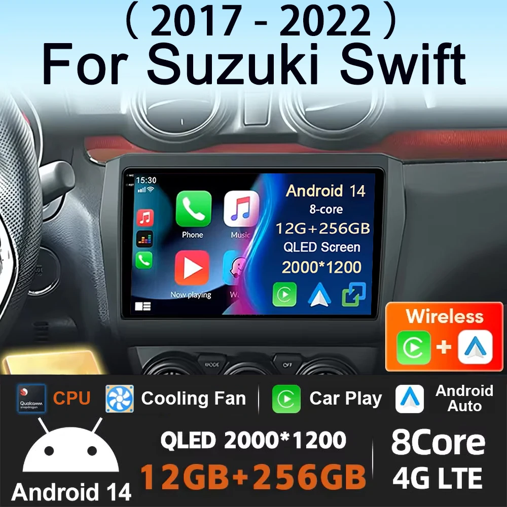 Android 14 Carplay Car Radio For Suzuki Swift 2016 2017 2018 2019 2020 2021 Navigation GPS Multimedia Player 8G 256GB DSP 2 din