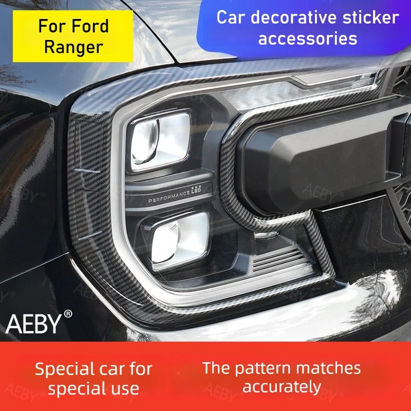 For Ford Ranger 2022-2026 Headlight brow mask door handle bowl decoration,Self-adhesive headlight frame cover,car stickers