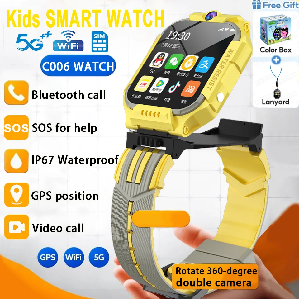 

5G Детские Смарт-часы SOS GPS Местоположение SIM-карта Вызов Детские Смарт-часы Камера Видеозвонок Водонепроницаемые Часы Мальчики Девочки Детский Подарок