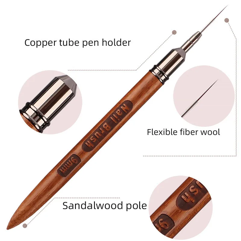 แปรงเพ้นท์ลายเส้น 1/5 ชิ้น ด้ามไม้ทรงกลม สำหรับงานศิลปะ DIY วาดเส้น ลายเส้น ดอกไม้ ปากกาเพ้นท์เจล UV