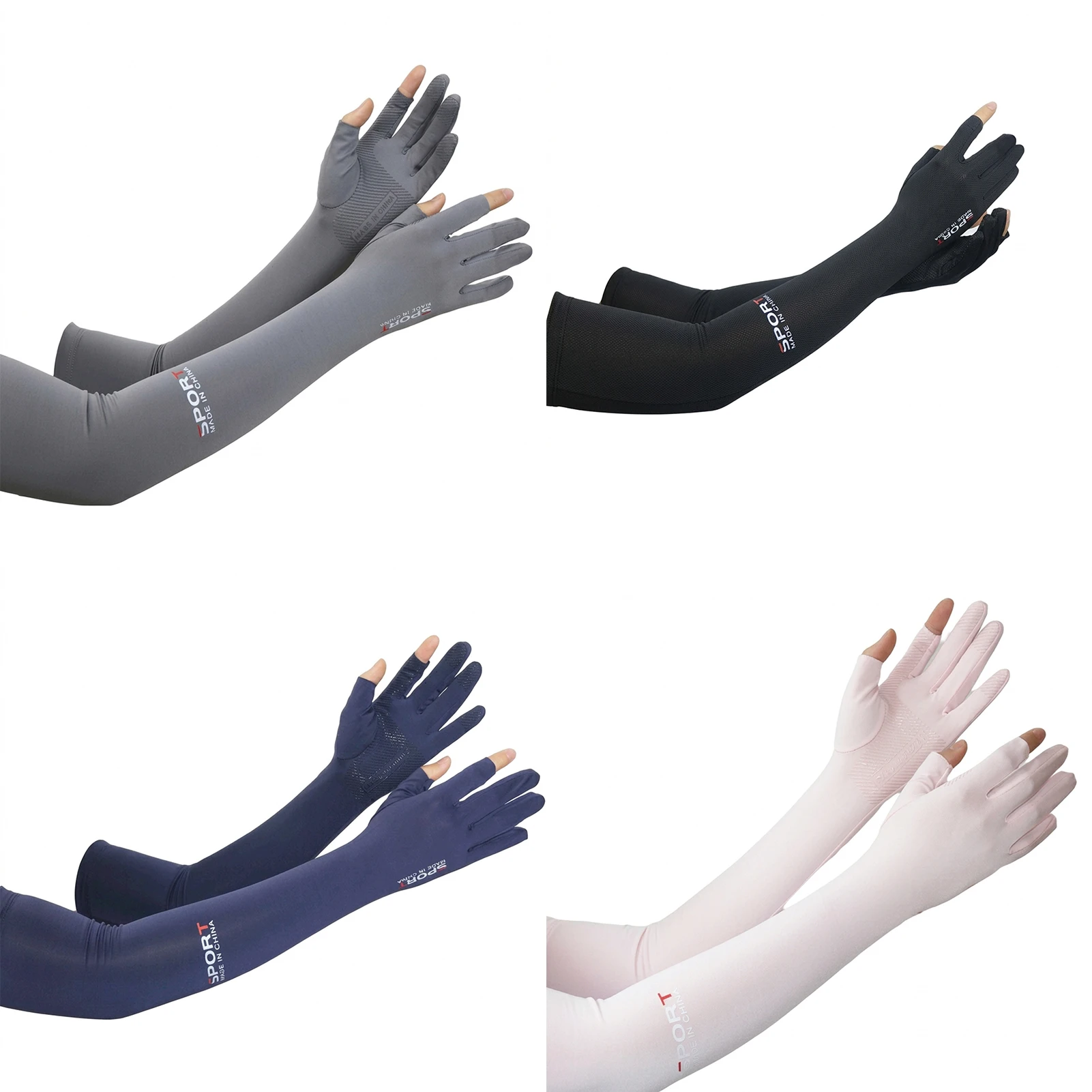 

Unisex Summer Sun Protect Ice Silk Arm Sleeves Breathable Extended Fingerless Gloves For Outdoor Activities