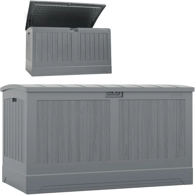 

2026 New: 200-gal.All-Weather Patio Deck Box, Made in USA, with Pad-Lockable Lid,-Large Outdoor Storage Unit f