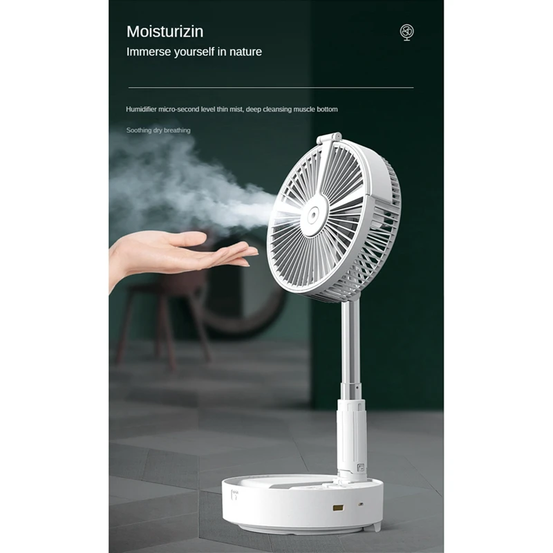 Portable Folding Retractable Floor Low Noise 7200Mah Spray Fan Outdoor Rechargeable Summer Fan Bedroom Desk Cooling