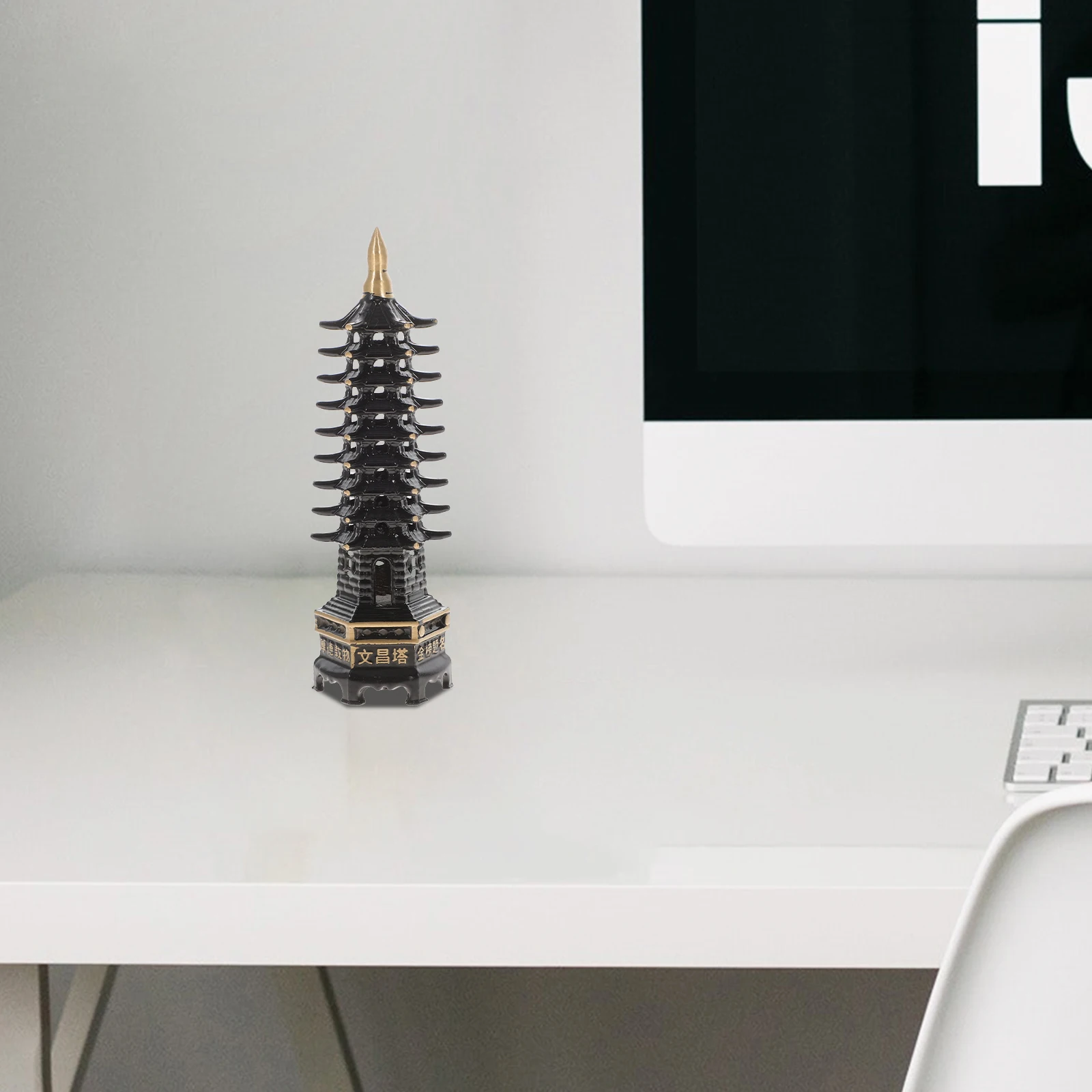 

Wenchang Pagoda Retro Decor Chinese Tower Model Chinese Pagoda Statue Bedroom Office Garden Copper Gift Home nament