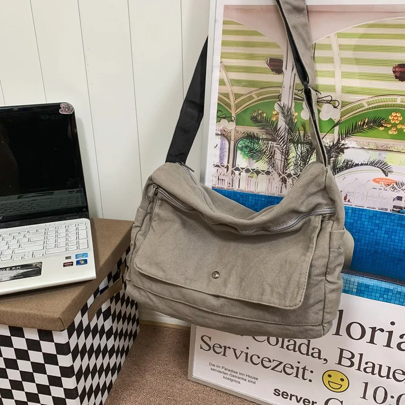 Płócienna torba damska Vintage Crossbody nastolatek torby na ramię Tote torba damska torebka na co dzień torba na ramię