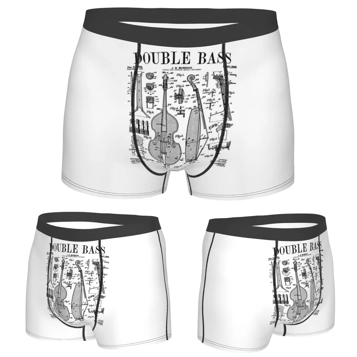 

Boxer Underpants Shorts Double Bass Player Bassist Musical Instrument Vintage Patent Panties Men Breathable Underwear Homme Man