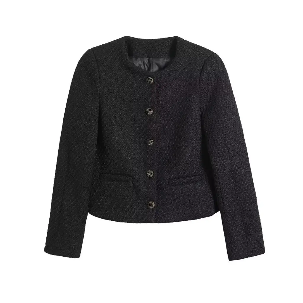 

Black Short Style Coat for Women Autumn New European And American Style High-grade Hepburn Gentle Top
