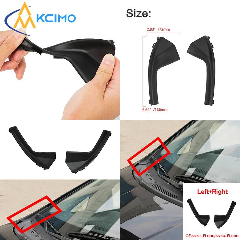 2Pcs TPE Car Windshield Cowl Grille Trim Strips Front Side Cowl Cover Accessories Fit For Nissan Versa Tiida Sedan Hatchback