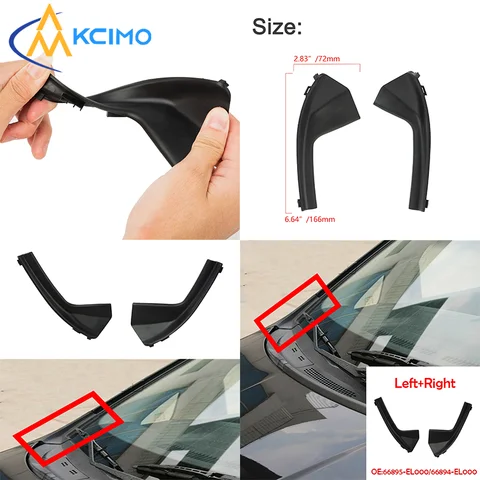 2Pcs TPE Car Windshield Cowl Grille Trim Strips Front Side Cowl Cover Accessories Fit For Nissan Versa Tiida Sedan Hatchback