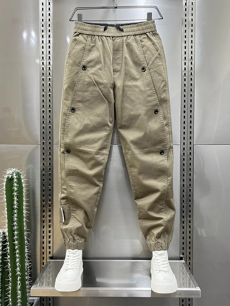 

Trendy Men's Fce Lined Trousers Autumn Winter Workwear Casual Pants Slim Fit Sports Harlan Pants Harajuku Sle Youthful