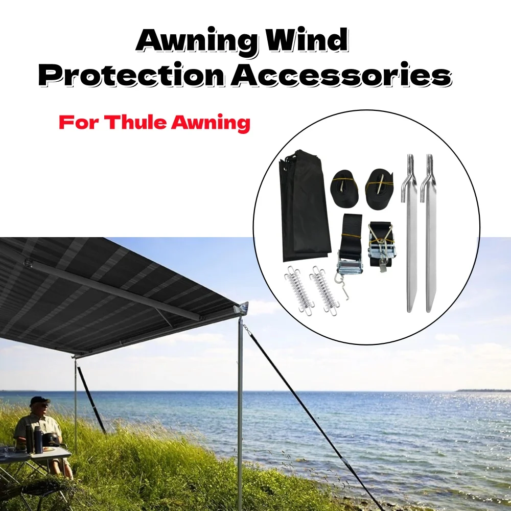 Canopy Windbreak Securing Hook Straps Awning Storm Hold Down Side With Storage Bag Camping Caravan Motorhome For Thule Awning