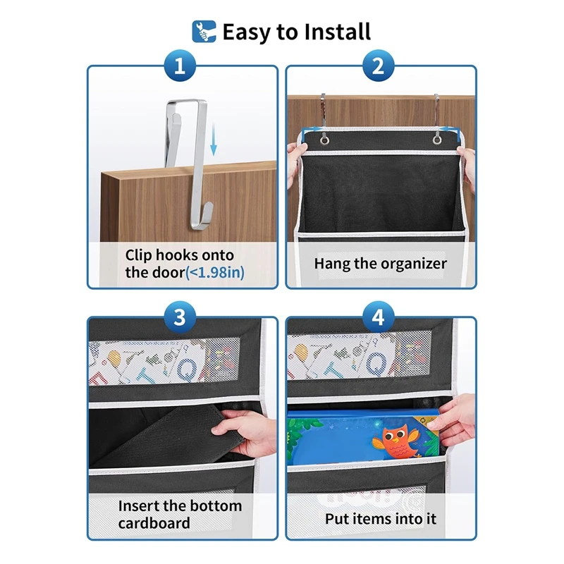 Over The Door Organizer Storage,5 Shelf Hanging Door Organizer With 5 Capacity Pockets, Door Organizer