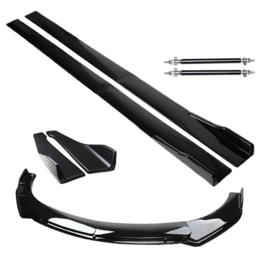 

Universal 69 73 Adjustable Car Front Bumper Lip Spoiler Body Kits with 86.6 2M Car Side Skirt Extension Rocker Panel Body Kit a