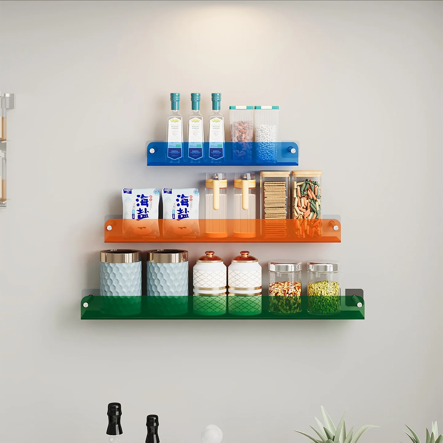 Light luxury kitchen rack narrow desktop multi-functional seasoning compartment condiment oil salt sauce vinegar multi-layer sto
