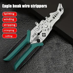 1pcWire Stripper Industrial Grade Multifunctional Cutting Copper Wire Crimping Clamp Wire Stripping Needle Nose Pliers Flat-Head